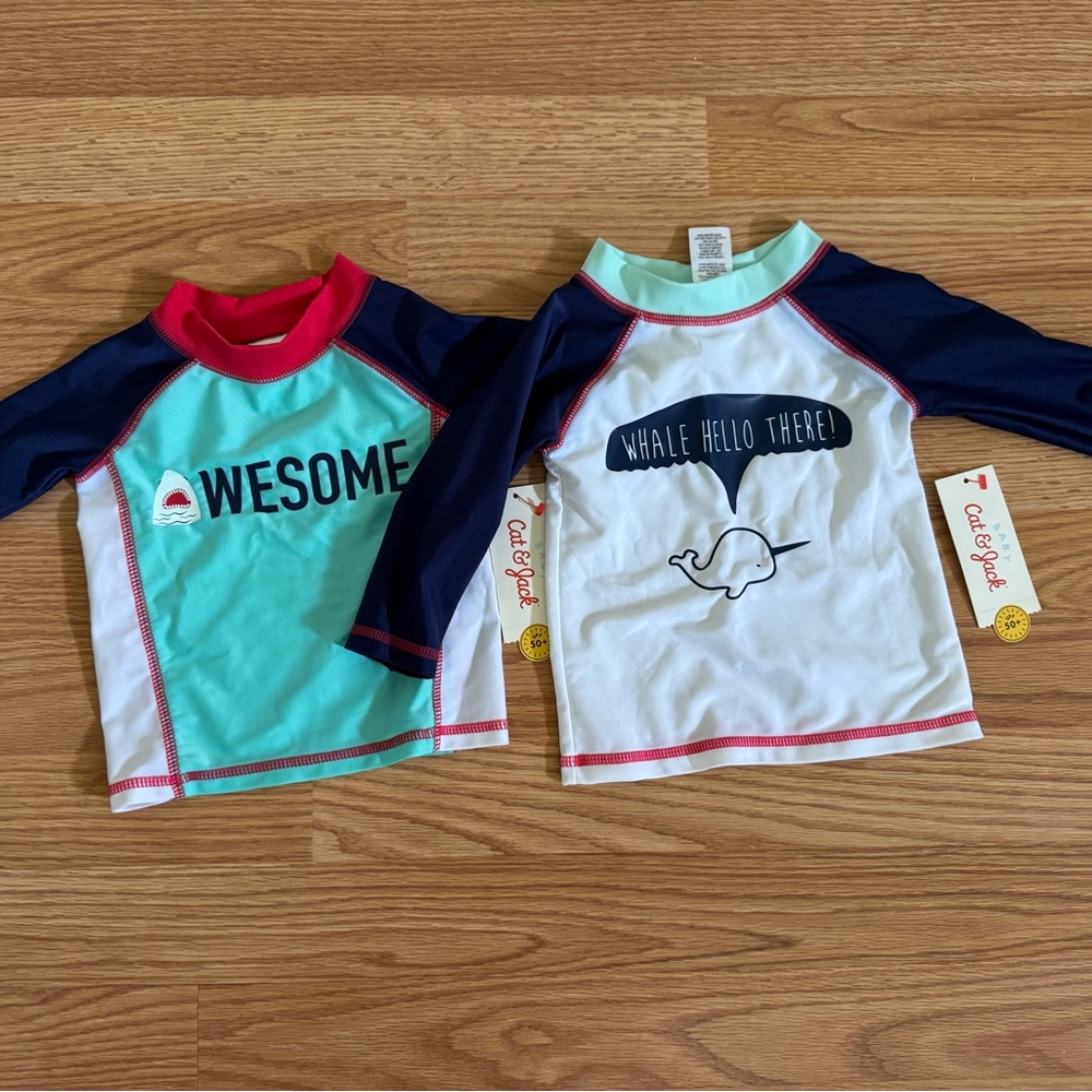 Cat & Jack Blue and White Rashguards for Swim